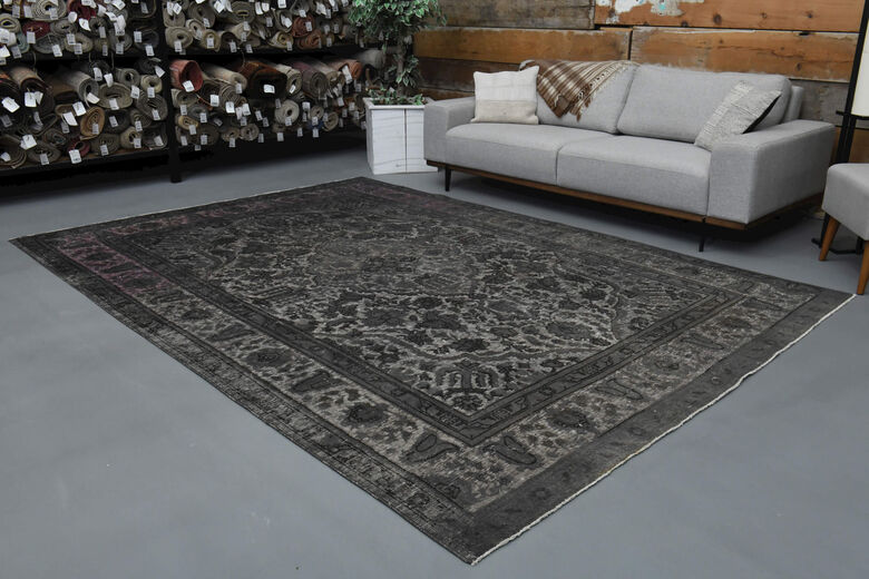 Anatolian Black Vintage Turkish Area Rug