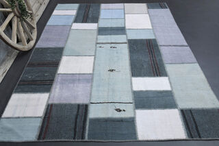 Shades of Blue - Large Patchwork Rug - Thumbnail