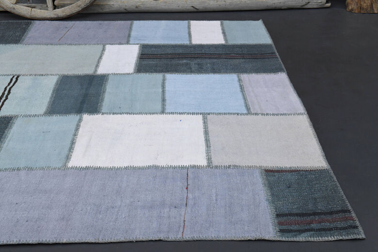 Shades of Blue - Large Patchwork Rug