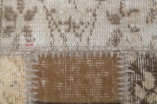 Beige & Orange - Vintage Patchwork Area Rug - Thumbnail