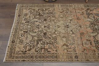 Orange Brown Floral Runner Rug - Thumbnail