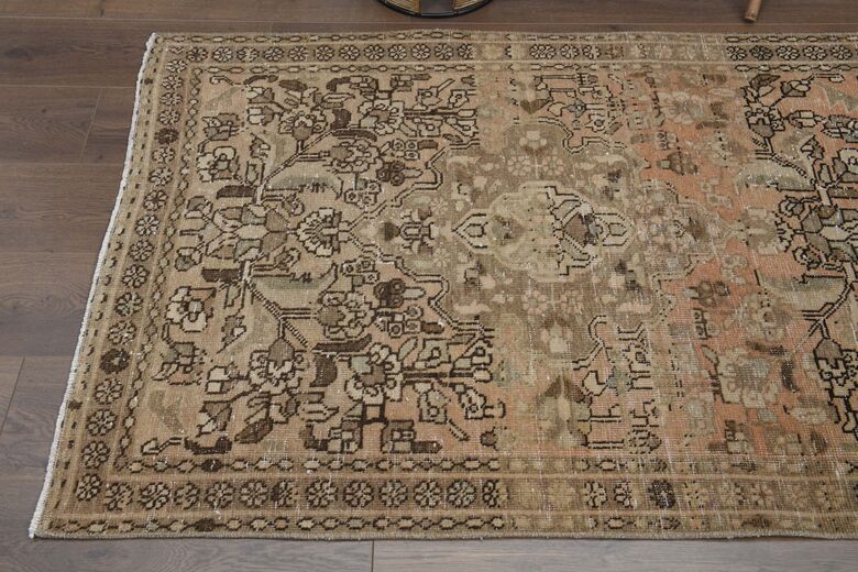 Orange Brown Floral Runner Rug