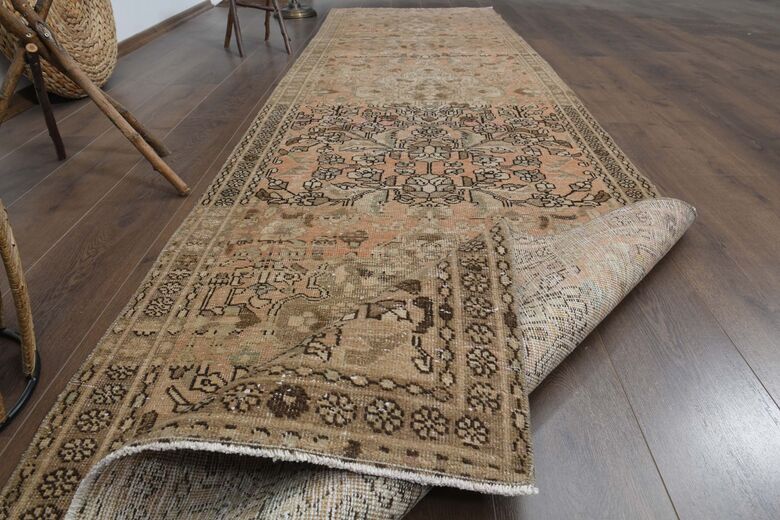 Orange Brown Floral Runner Rug