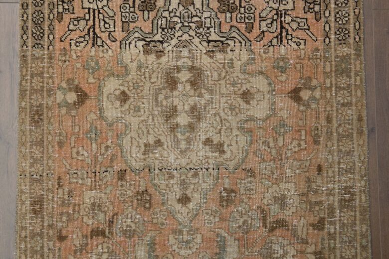 Orange Brown Floral Runner Rug