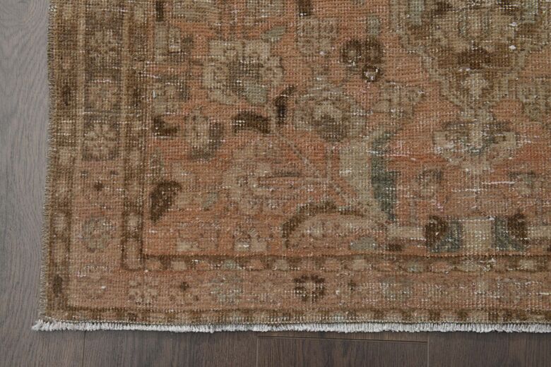 Orange Brown Floral Runner Rug