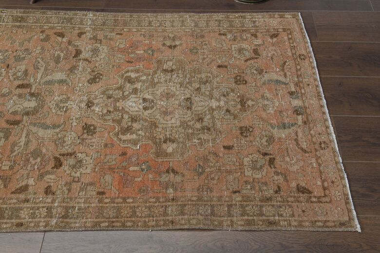 Orange Brown Floral Runner Rug