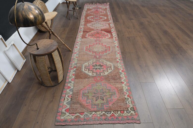 Faded Red Pink Runner Rug