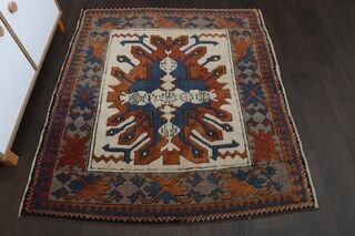 Navy Blue Orange Area Rug - Thumbnail