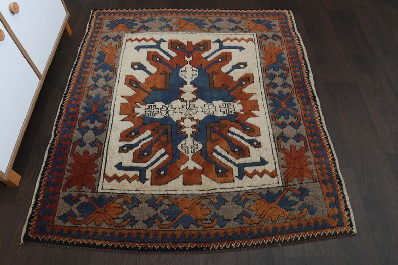 Navy Blue Orange Area Rug