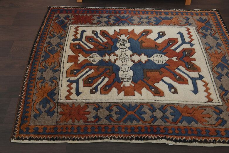 Navy Blue Orange Area Rug