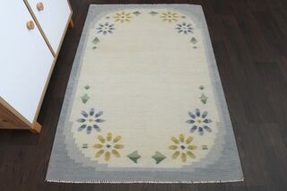 Blue Beige Vintage Area Rug - Thumbnail