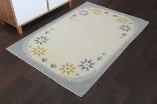 Blue Beige Vintage Area Rug - Thumbnail