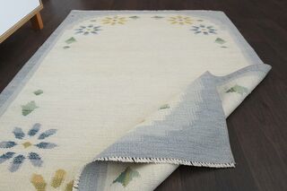 Blue Beige Vintage Area Rug - Thumbnail