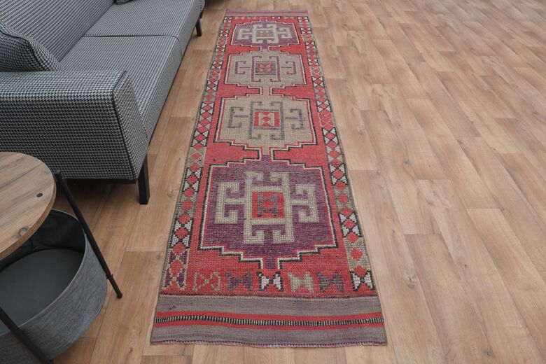 Red Purple Vintage Runner Rug