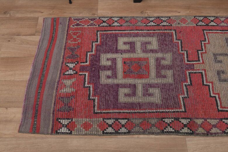 Red Purple Vintage Runner Rug