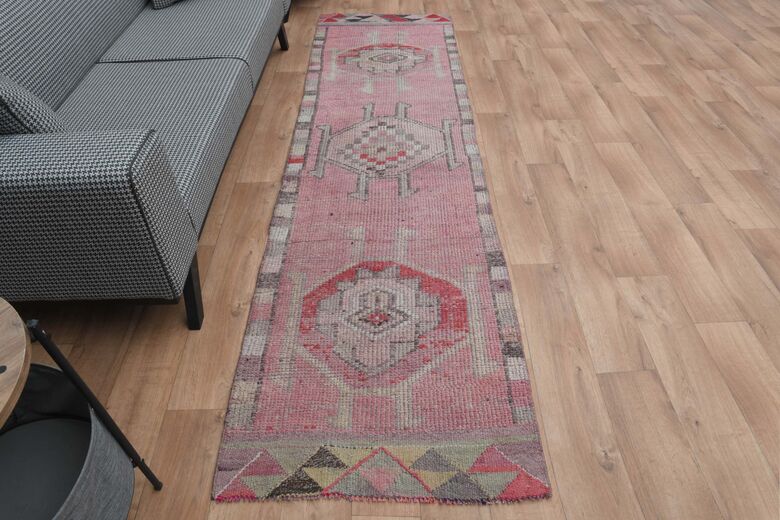 Distressed Pink Runner Rug