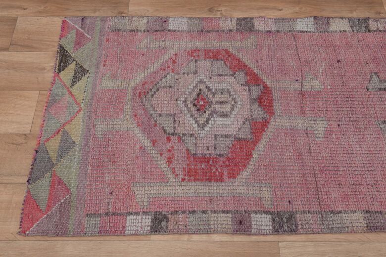 Distressed Pink Runner Rug