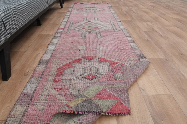 Distressed Pink Runner Rug