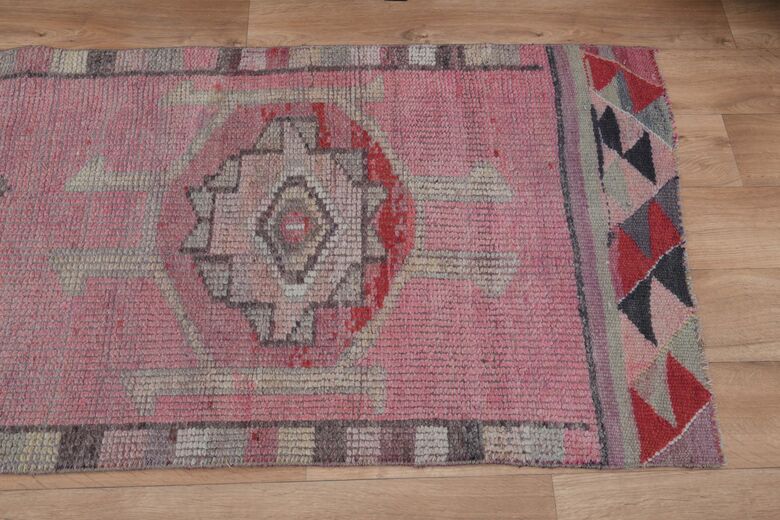 Distressed Pink Runner Rug