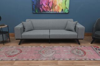 Distressed Pink Runner Rug - Thumbnail