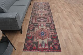 Pink Brown Hallway Runner Rug - Thumbnail