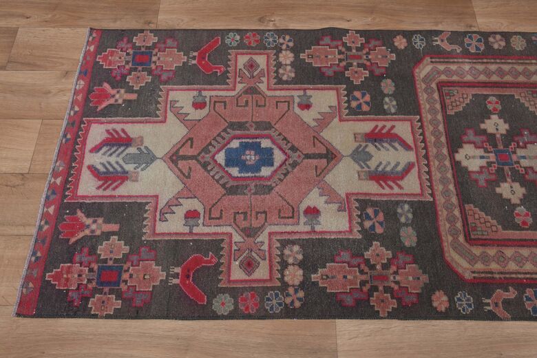 Pink Brown Hallway Runner Rug