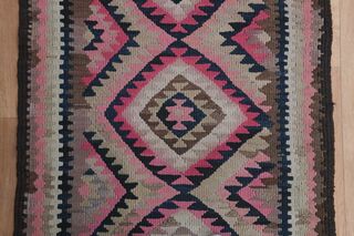 Pink Gray Handmade Runner Rug - Thumbnail