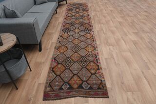 Check Orange Pink Runner Rug - Thumbnail