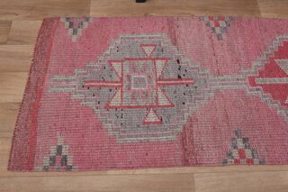 Pink Gray Vintage Runner Rug - Thumbnail