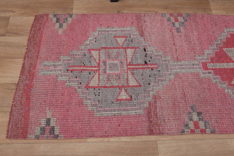 Pink Gray Vintage Runner Rug