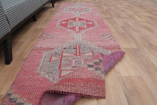 Pink Gray Vintage Runner Rug - Thumbnail