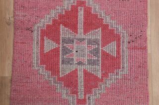 Pink Gray Vintage Runner Rug - Thumbnail