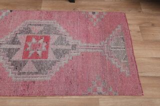 Pink Gray Vintage Runner Rug - Thumbnail