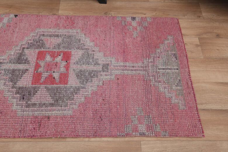 Pink Gray Vintage Runner Rug