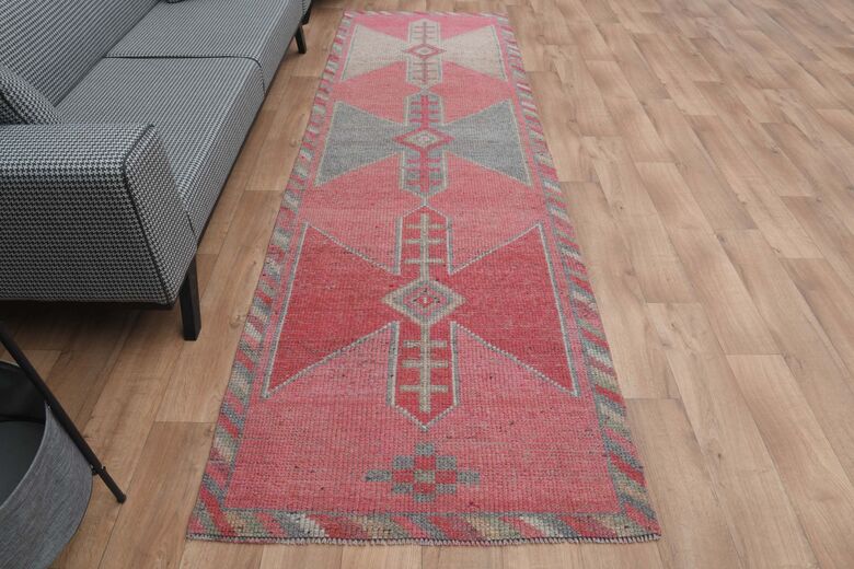 Pink Gray Vintage Runner Rug