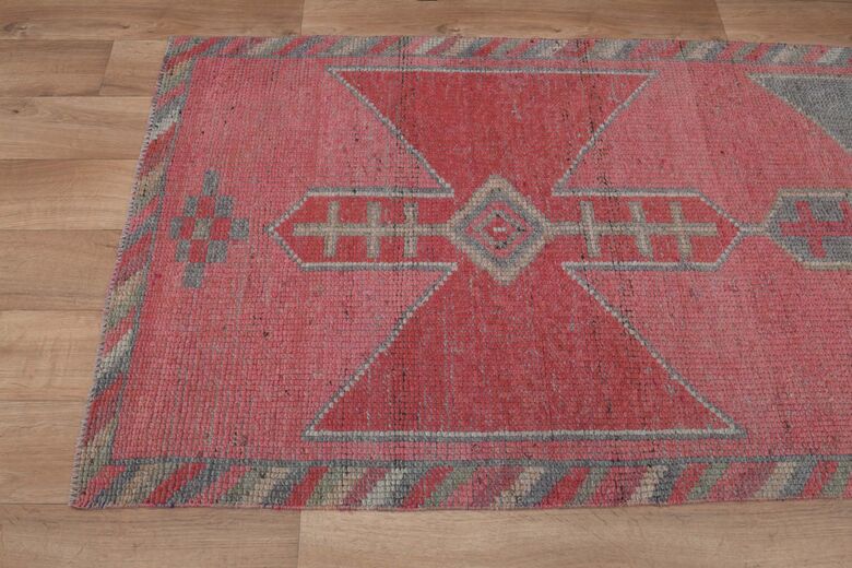 Pink Gray Vintage Runner Rug