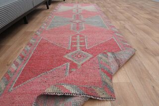 Pink Gray Vintage Runner Rug - Thumbnail