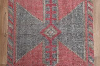 Pink Gray Vintage Runner Rug - Thumbnail