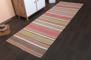 Pink Brown Runner Rug - Thumbnail