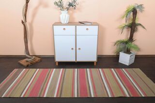 Pink Brown Runner Rug - Thumbnail