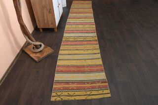 Yellow Orange Striped Vintage Runner - Thumbnail