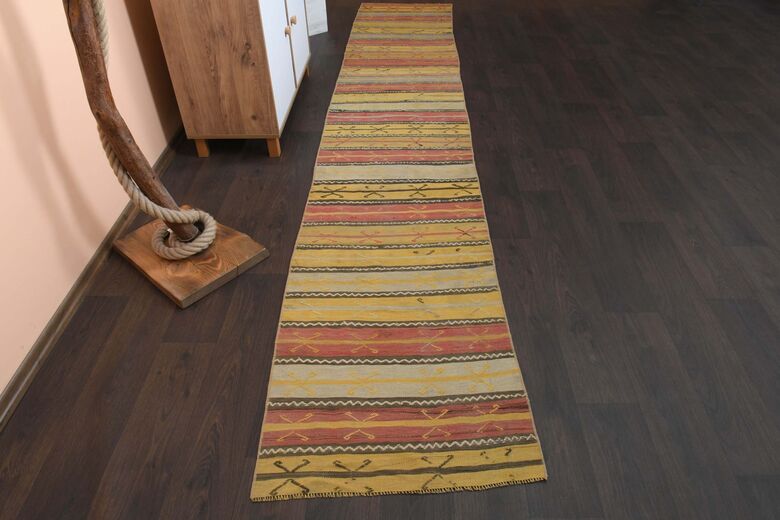 Yellow Orange Striped Vintage Runner