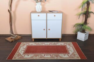 Red Beige Runner Rug - Thumbnail