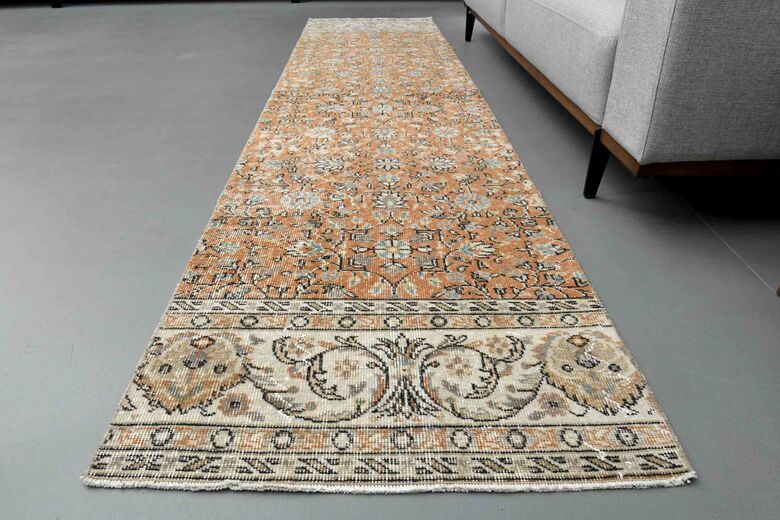 3x11 ft, Orange Turkish Vintage Runner 