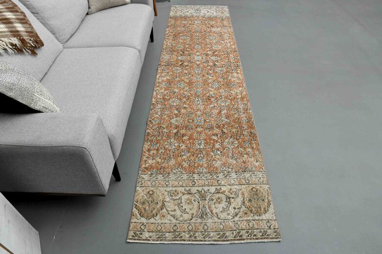 3x11 ft, Orange Turkish Vintage Runner 