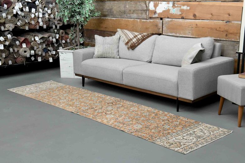3x11 ft, Orange Turkish Vintage Runner 