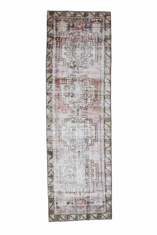 3x10, Faded Red Vintage Anatolian Runner
