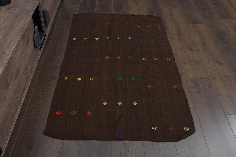 3x5, Organic Cotton-Wool Vintage Kilim Rug