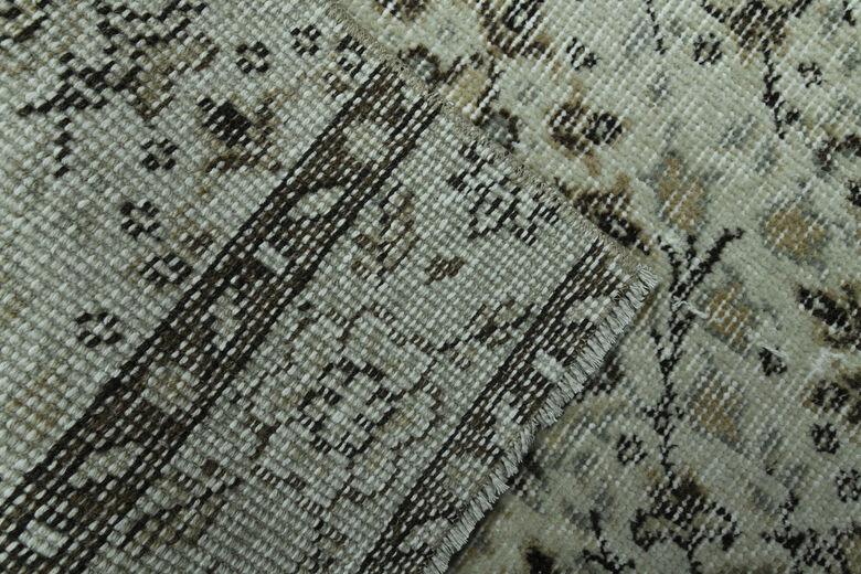 2x8, Beige Floral Turkish Oushak Runner