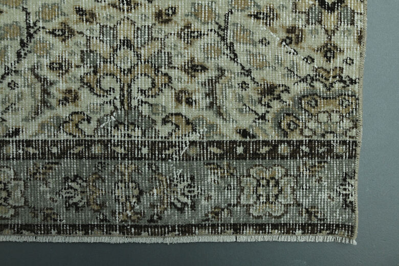 2x8, Beige Floral Turkish Oushak Runner